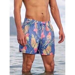 Chubbies Swim Shorts XXL Blue Parrot Tropical Print Trunks Inner Brief Worn Once